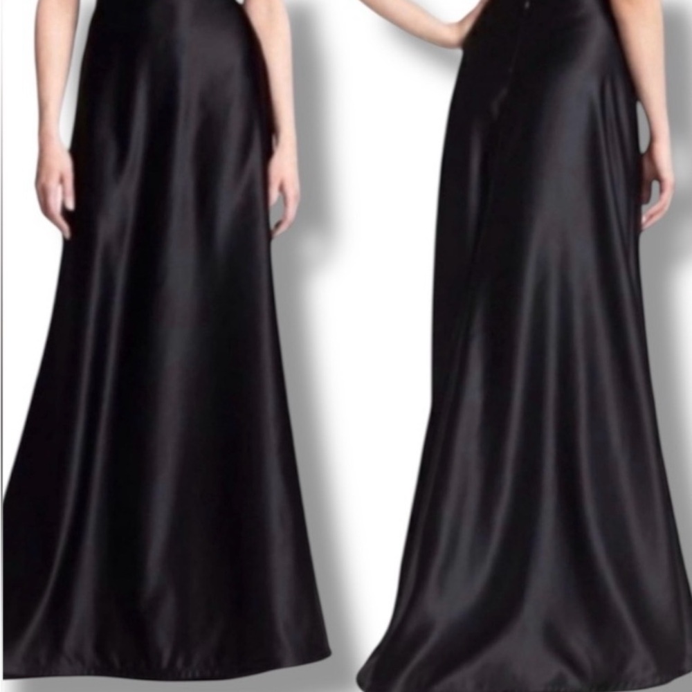 Tadashi Shoji Black Satin Maxi Skirt